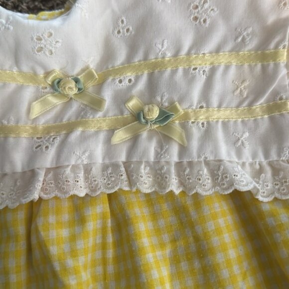 Vintage Yellow Gingham Party Dress Floral Easter Size 3x - Picture 5 of 15